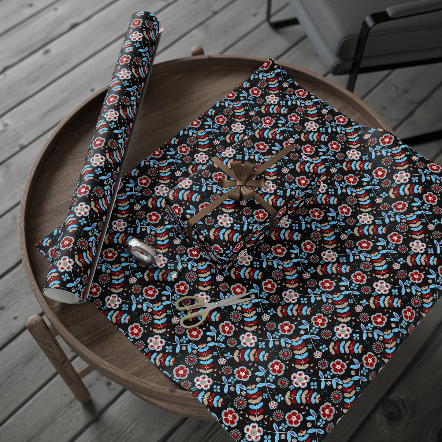 Festive Wrapping Paper Roll, Colorful Floral Gift Wrap for Holidays, Birthdays, Special Occasions, Unique Christmas Gift Wrap