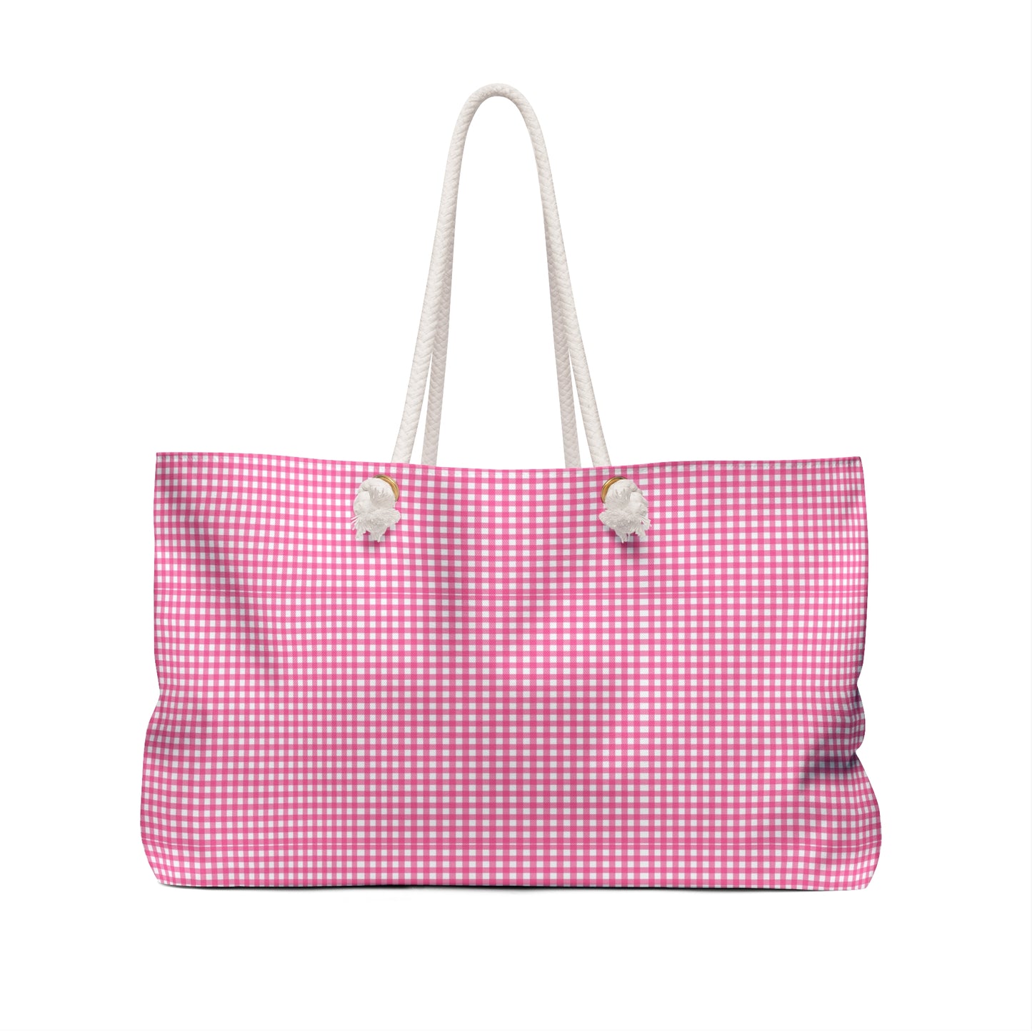Pink Gingham Weekender Bag | Travel Tote, Overnight Bag, Beach Bag, Picnic Tote, Stylish Carryall
