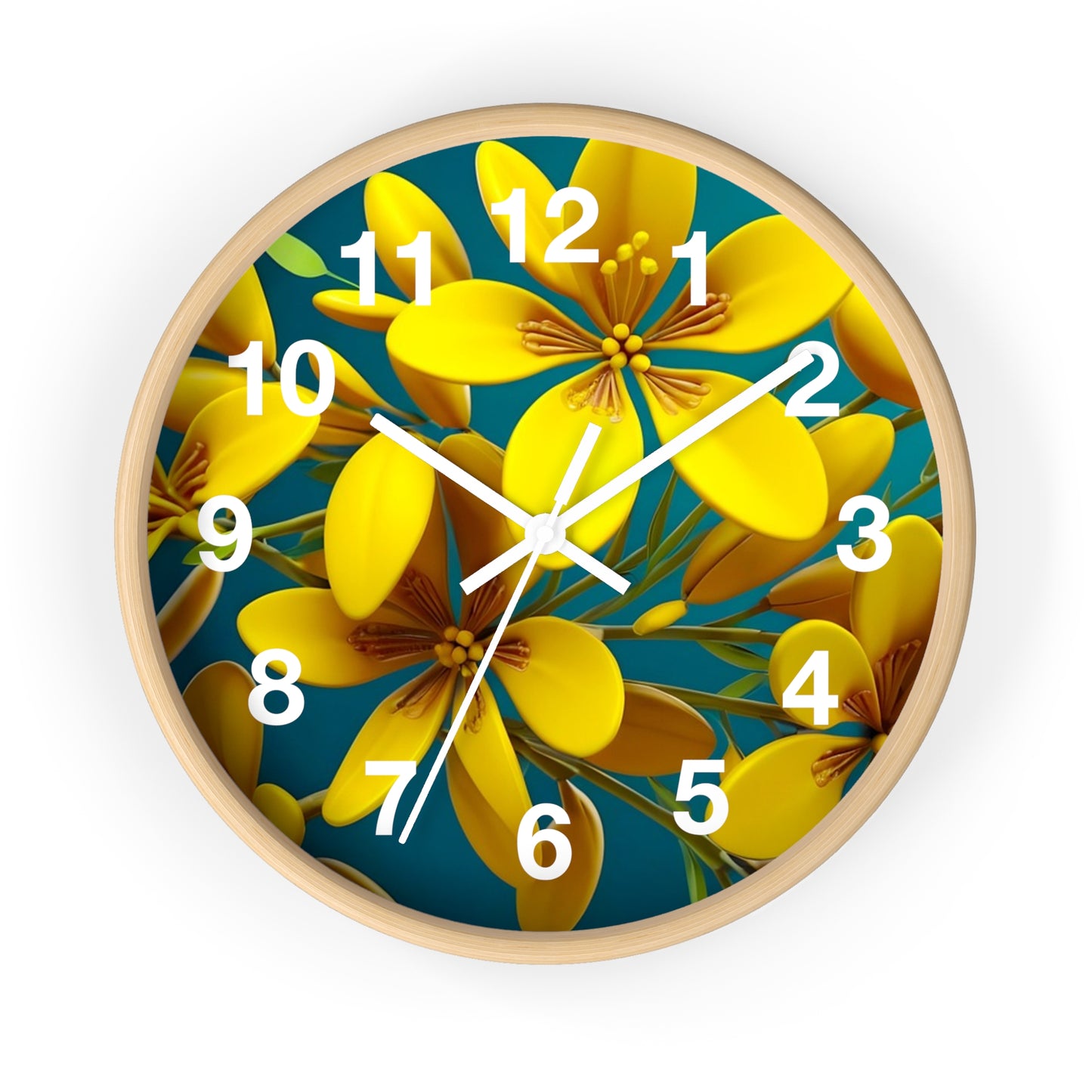 Vibrant Floral Wall Clock, Home Decor, Yellow Flowers, Gift for Her, Modern Design, Spring Aesthetic, Unique Timepiece
