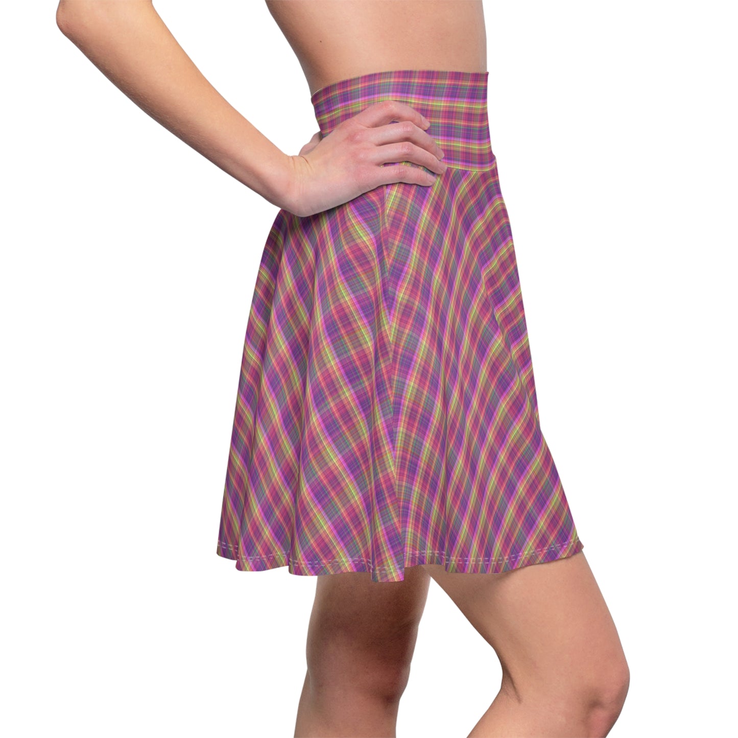 Colorful Women's Skater Skirt, Stylish Twirl Skirt, Summer Skating Dress, Casual Outfit for Parties, Trendy Plaid Skirt