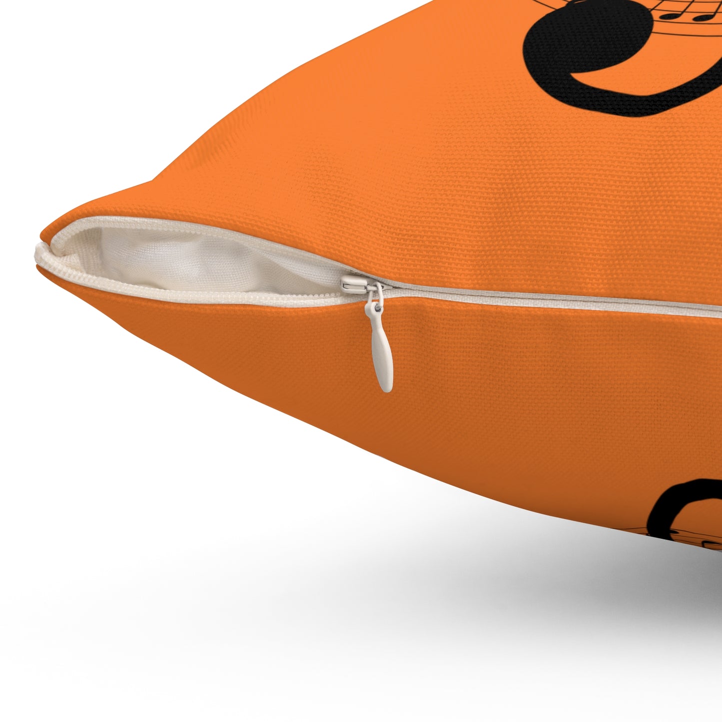 Musical Treble Clef Pillow, Cozy Music Decor, Harmony Gift, Orange Accent Cushio