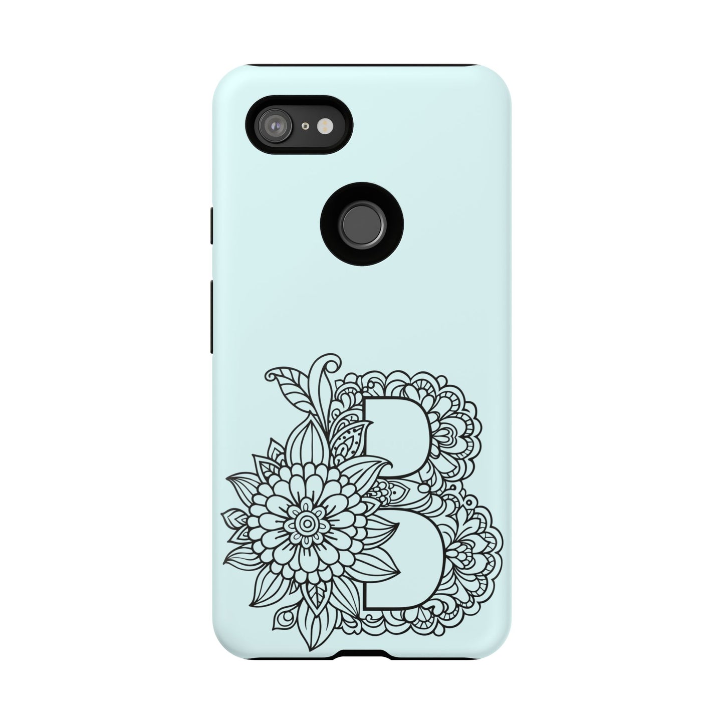 Personalized Tough Phone Case- Letter B, Floral Monogram Cell Phone Cover, Custom Protective Case, Unique Gift, Birthday, Graduation