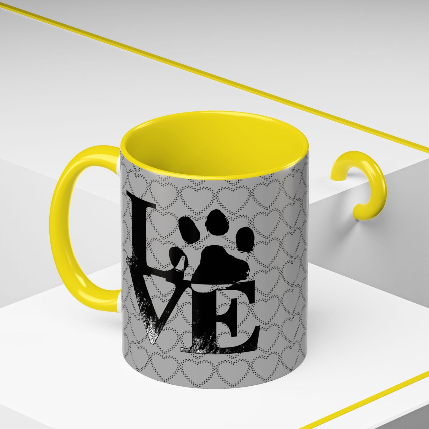 Chic Love Coffee Mug for Pet Lovers, Black Accent Mug, Valentine's Gift, Animal Lover Cup, Perfect for Hot Beverages