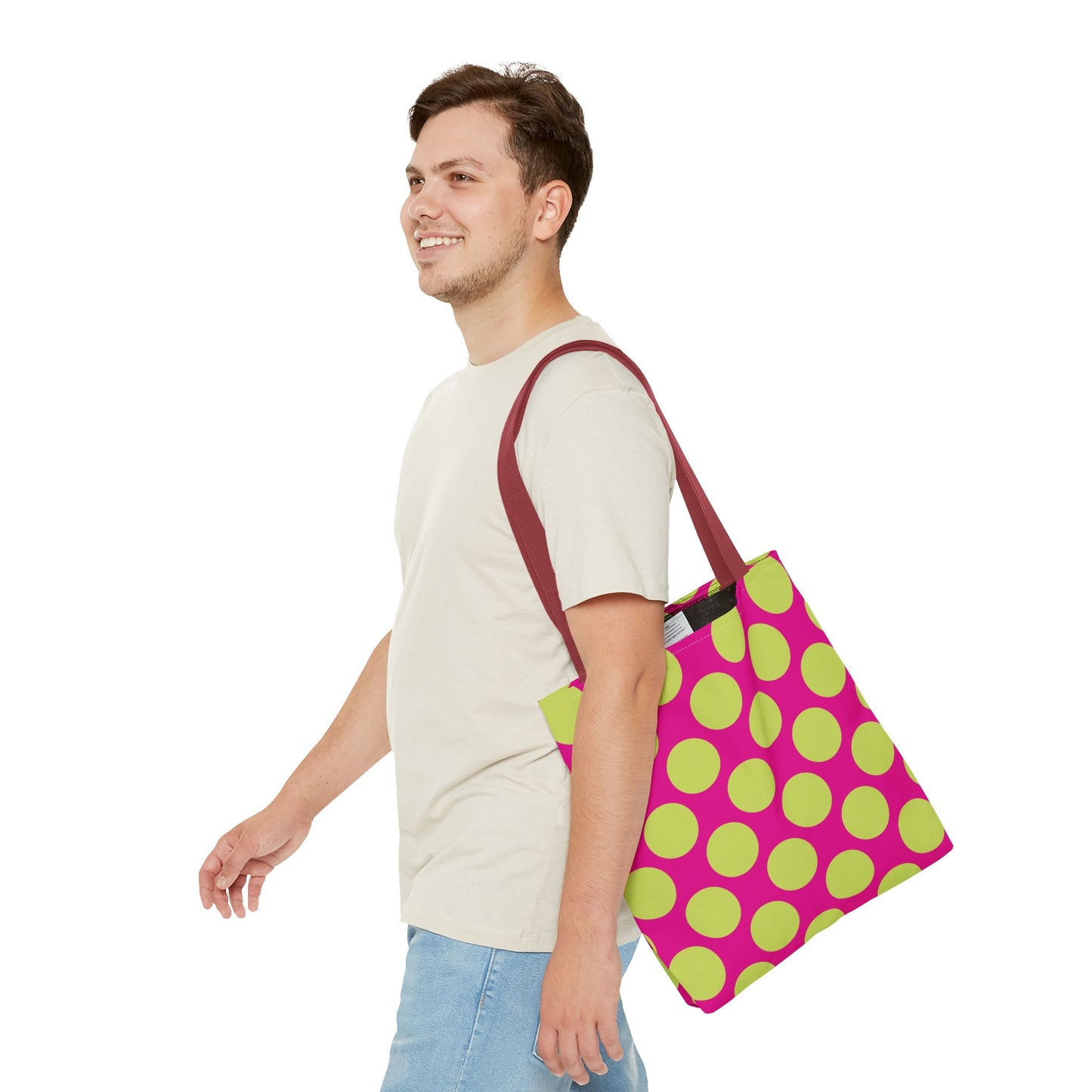 Vibrant Polka Dot Tote Bag, Colorful Shopping Bag, Eco-Friendly Tote