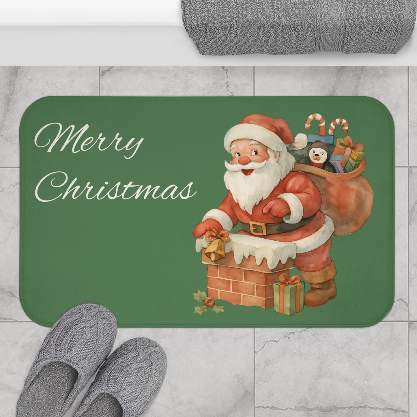 Festive Santa Bath Mat, Christmas Decor, Holiday Gift, Cozy Home Accessory, Winter Bathroom Decor, Seasonal Bath Decor
