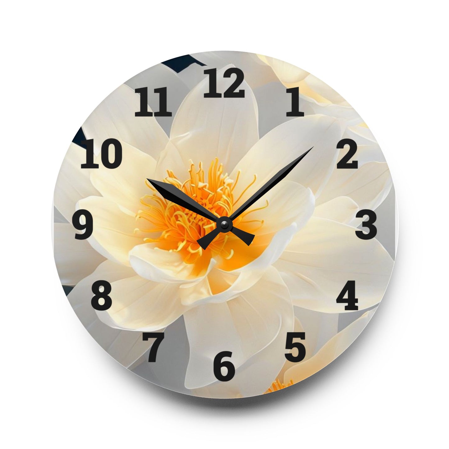 Elegant Bloom Acrylic Wall Clock, Floral Home Decor, Modern Wall Art