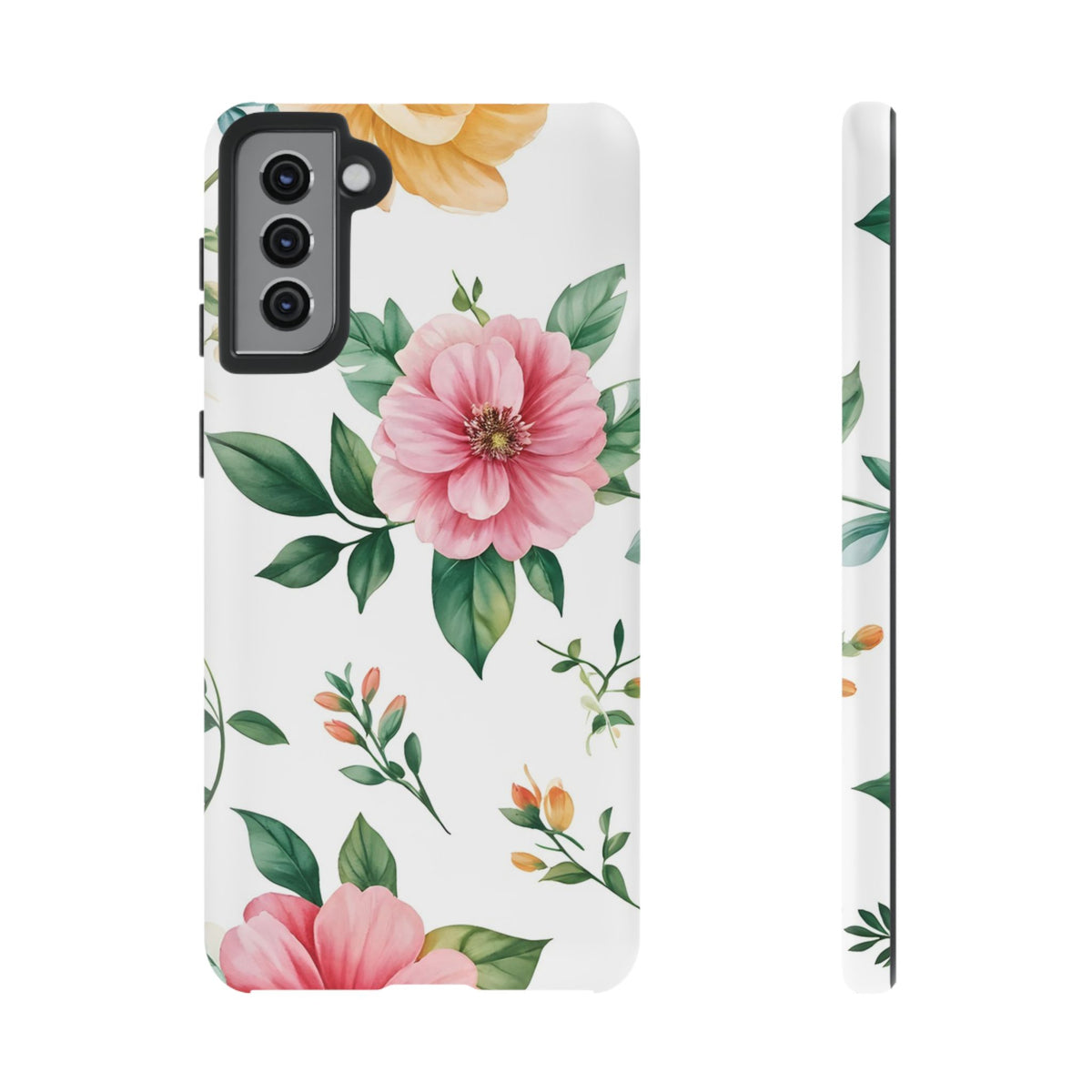 Floral Tough Phone Case — Pink Peony Protective Phone Cover