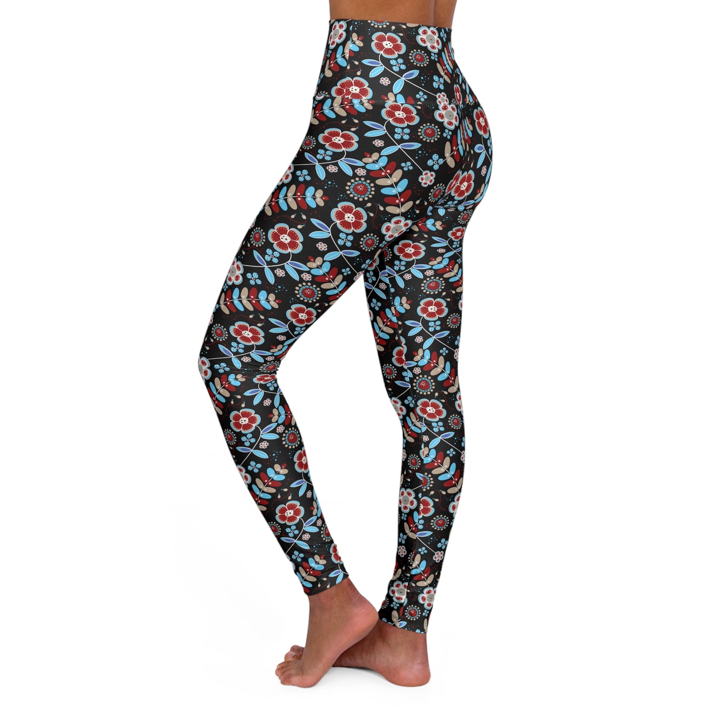 Floral High Waisted Yoga Leggings - Activewear for Comfort and Style, Fitness Leggings, Yoga Outfit, Gift for Her, Workout Leggings