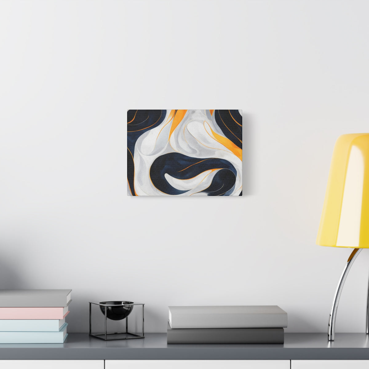 Abstract Navy & Gold Swirl Matte Canvas Wall Art