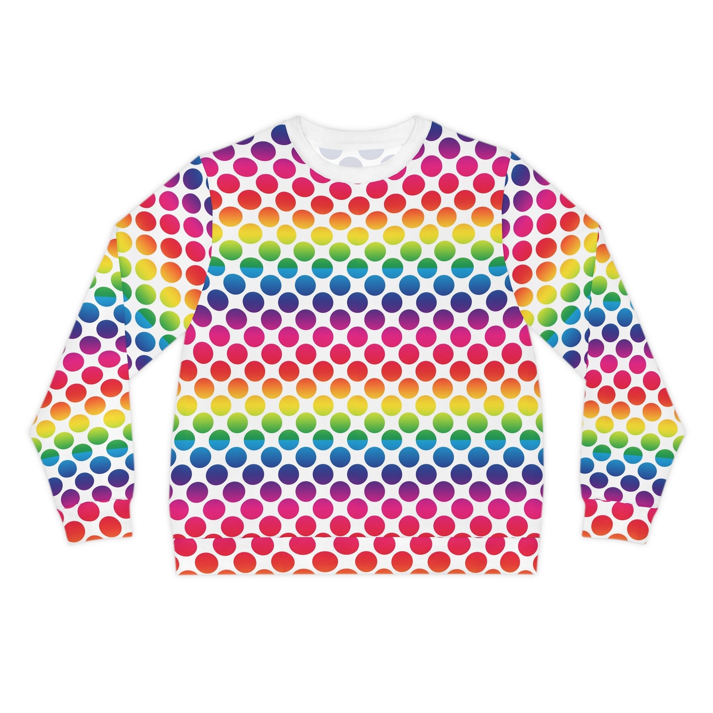 Colorful Dot Print Lightweight Sweatshirt, Rainbow Sweatshirt, AOP Pullover, Casual Cozy Sweater, Vibrant Graphic Top, Gift for Her