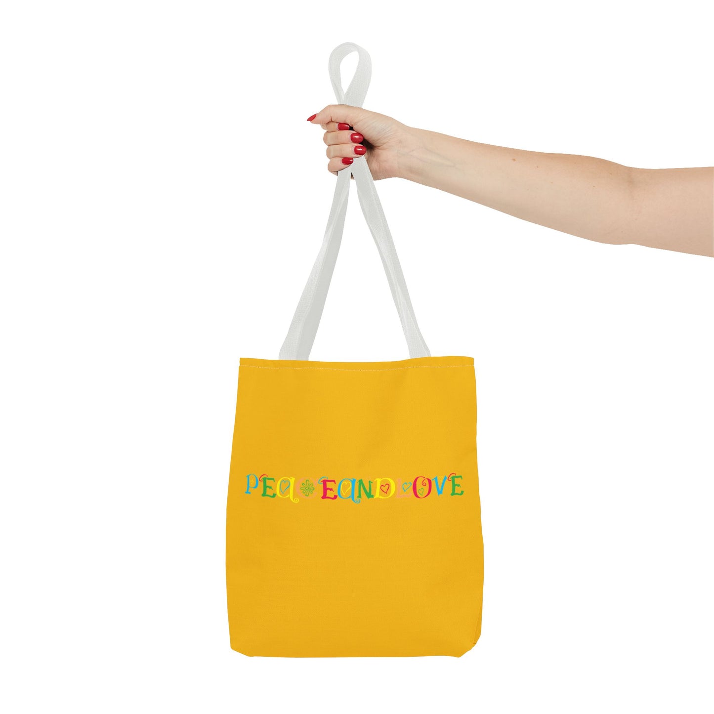 Colorful Peace and Love Tote Bag | Eco-Friendly Shopping Bag, Beach Tote, Gift for Friends, Everyday Carryall