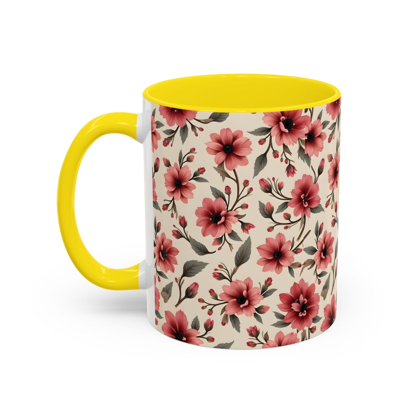 Floral Accent Coffee Mug, Cute Gift for Her, Coffee Lover's Mug, Mother's Day Gift, Housewarming Tea Mug