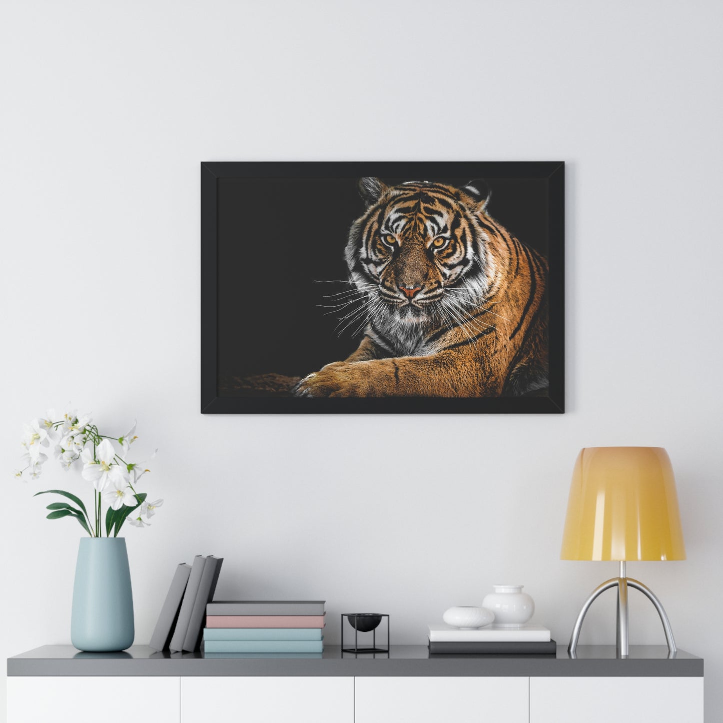Majestic Tiger Wall Art Print, Framed Horizontal Poster, Animal Decor, Home Office Decoration, Wildlife Art, Gift Idea