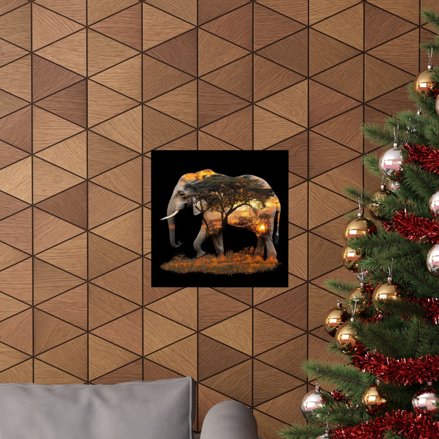 Elephant Sunset Matte Vertical Poster, Wall Art Decor, Animal Lovers Art, Gift for Nature Enthusiasts, Home Decoration