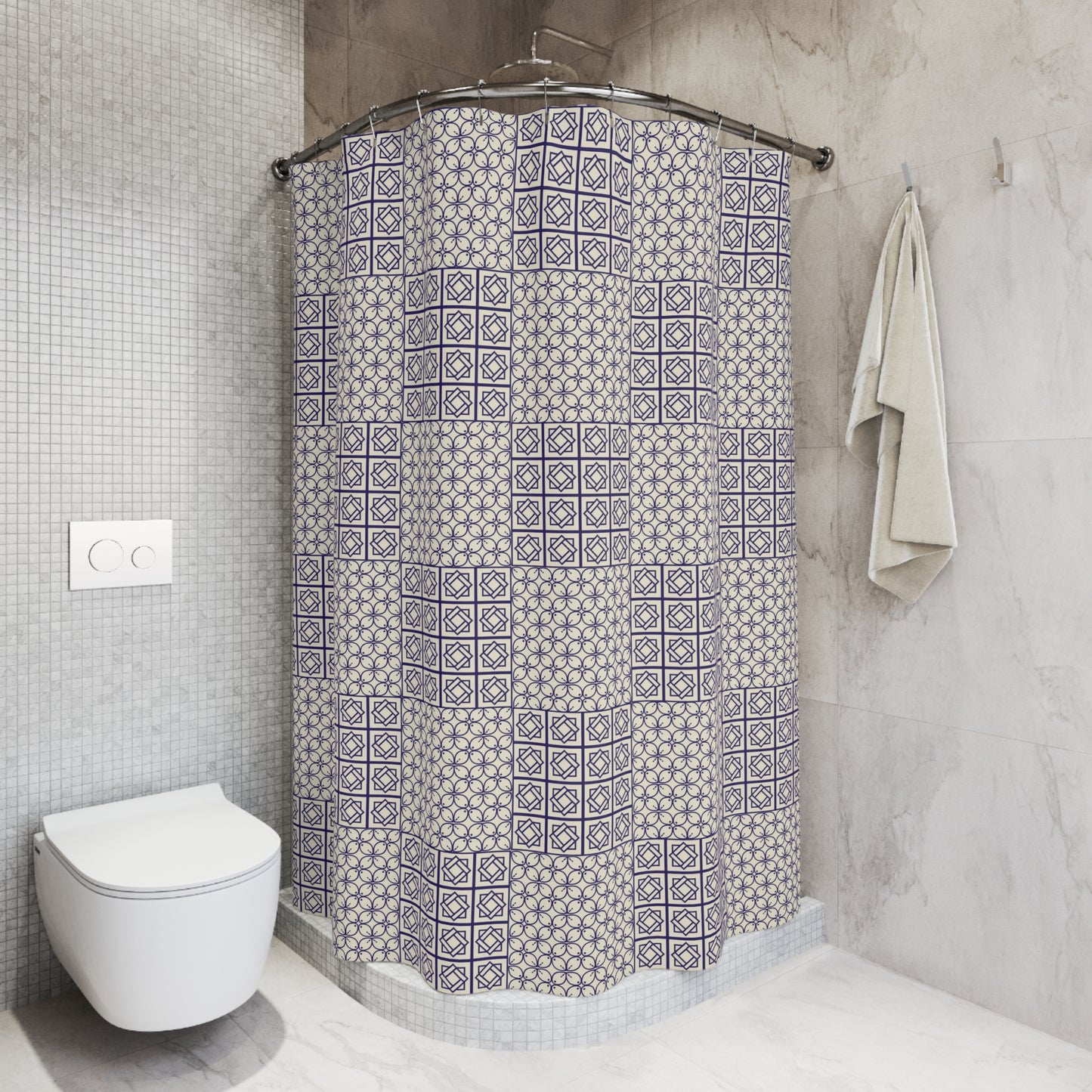 Elegant Geometric Shower Curtain, Bathroom Decor, Modern Home Accessory, Stylish Gift, Bohemian Vibe, Home Improvement