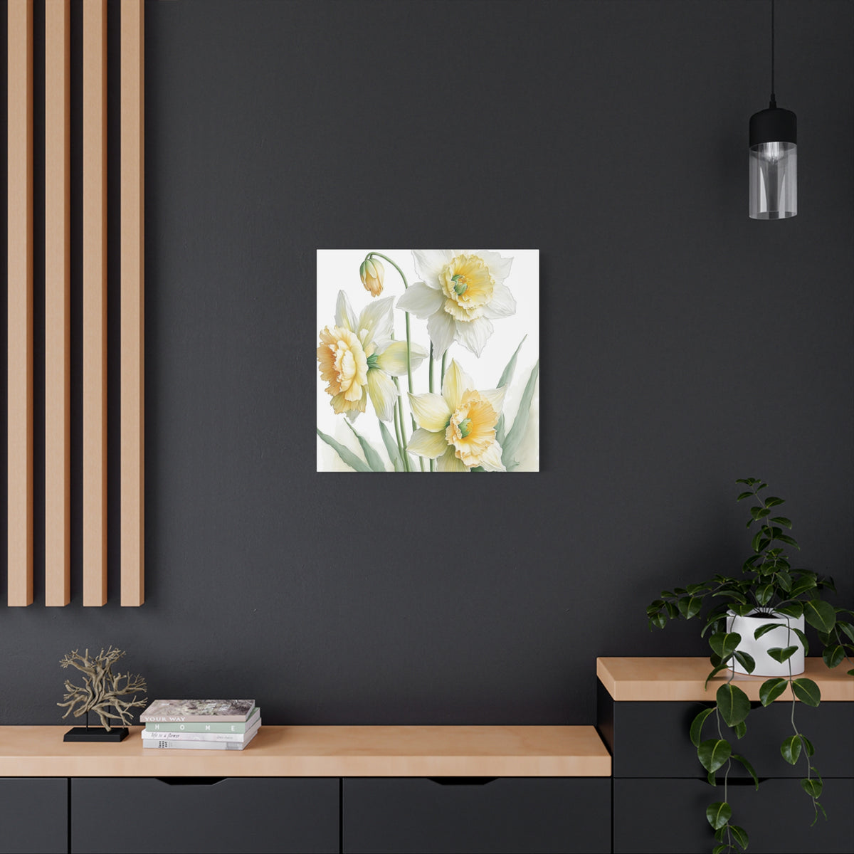 Matte Canvas, Stretched, 1.25" beautiful flowers white and yellow.