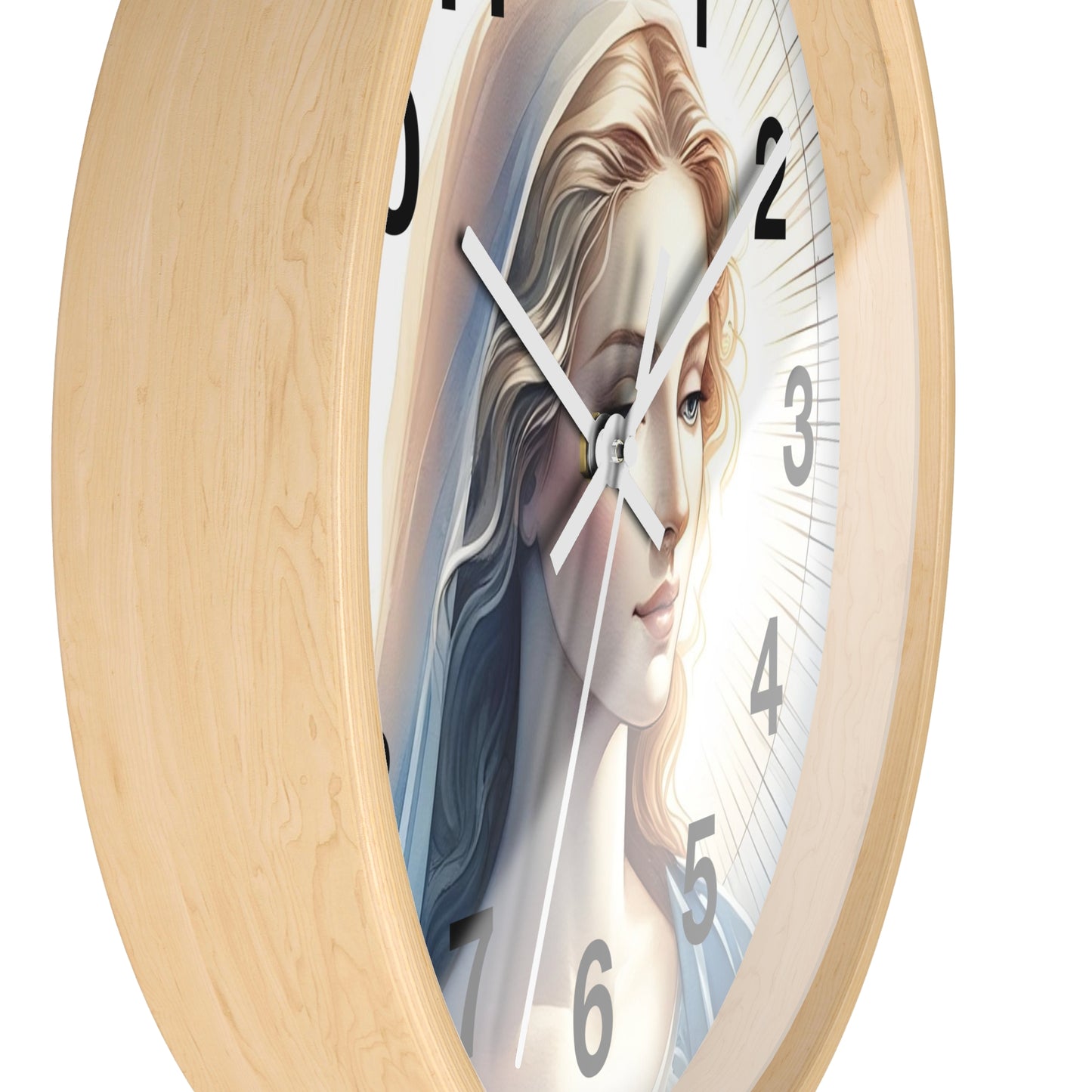 Serene Mary Wall Clock, Spiritual Decor, Gift for Mother's Day, Home Office Accent, Religious Artwork, Faith-Inspired Timepiece