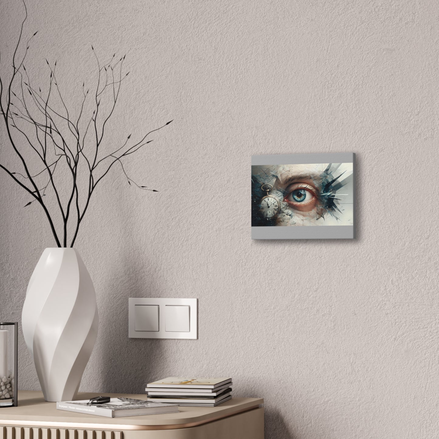Surreal Canvas Wall Art, Eye with Vintage Clock