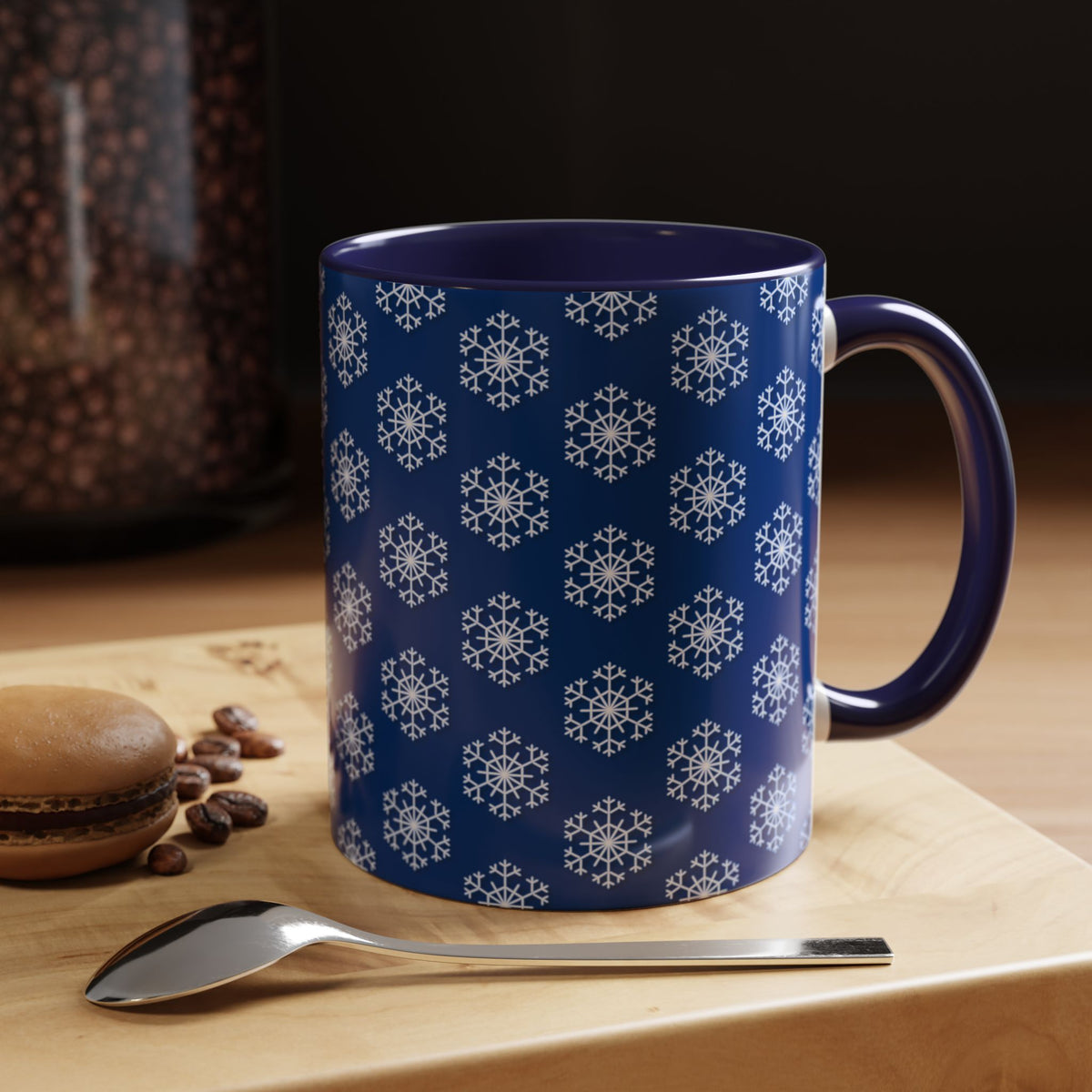 Blue Snowflake Accent Coffee Mug for Winter, Holiday Gift, Cozy Drinkware, Festive Kitchen Decor, Mug for Coffee Lovers, Tea Time Essential