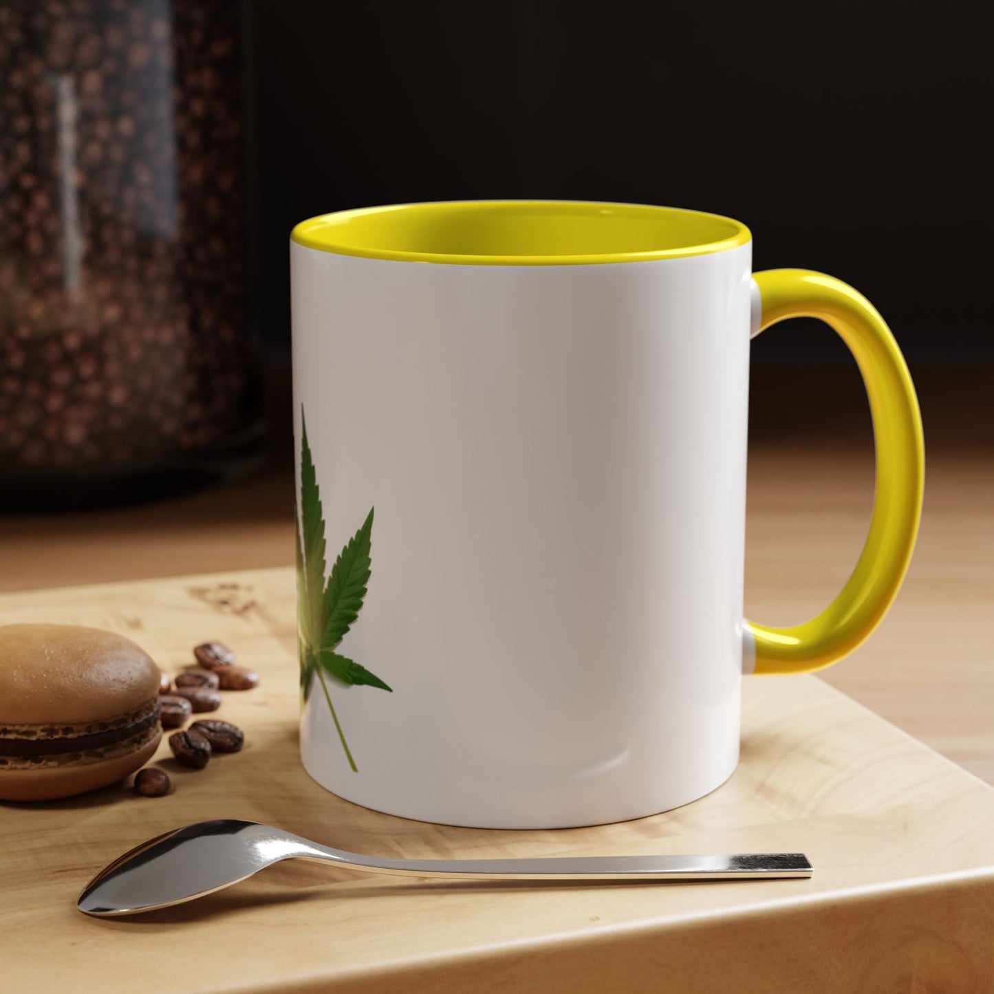Marijuana Leaf Accent Coffee Mug | Cannabis Lover's Gift, Unique Coffee Cup, Pothead Mug, Stoner Gift Idea, Greenery Decor