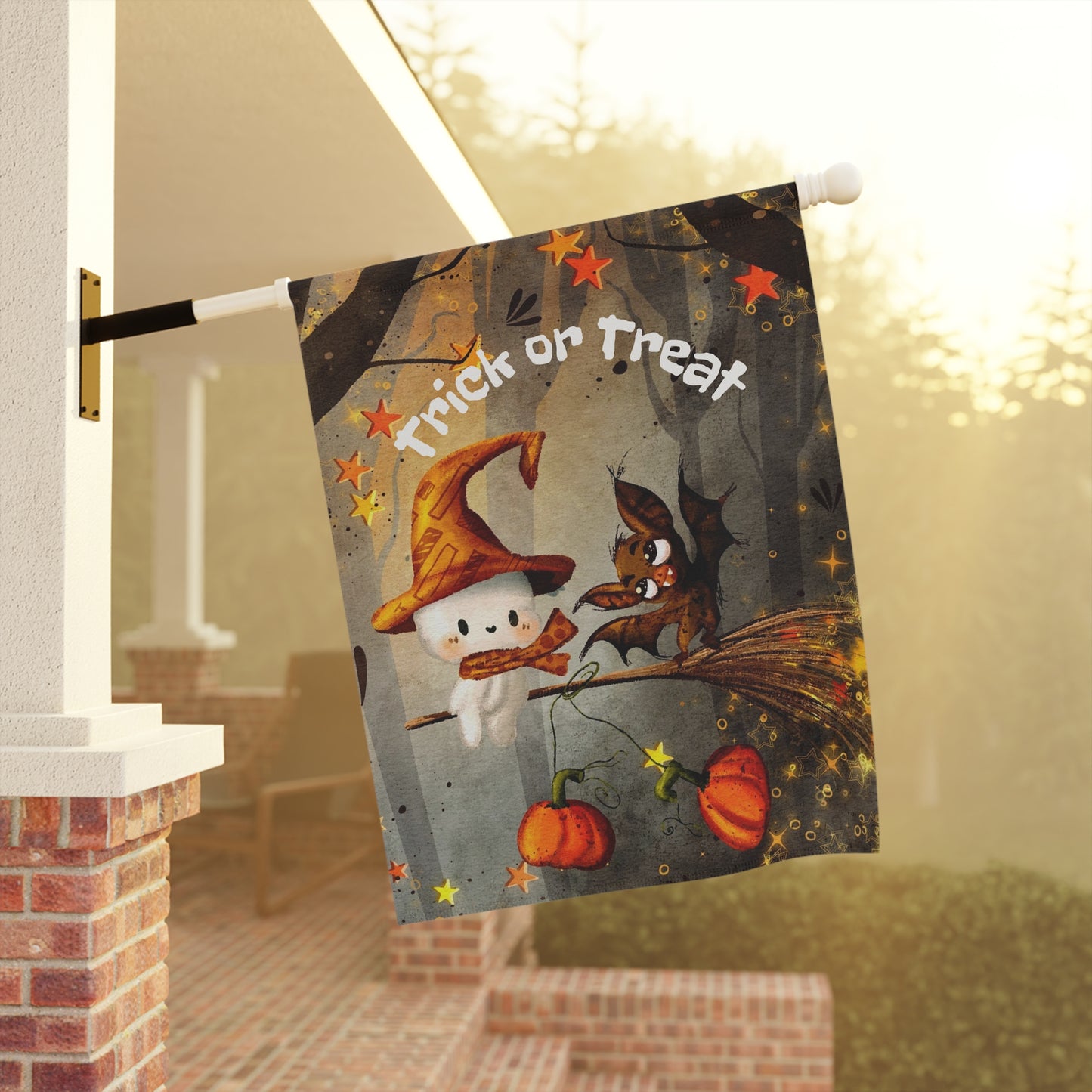 Halloween Garden Banner, Trick or Treat Decor, Seasonal Outdoor Flag, Fall Celebration Decoration, Holiday Yard Sign