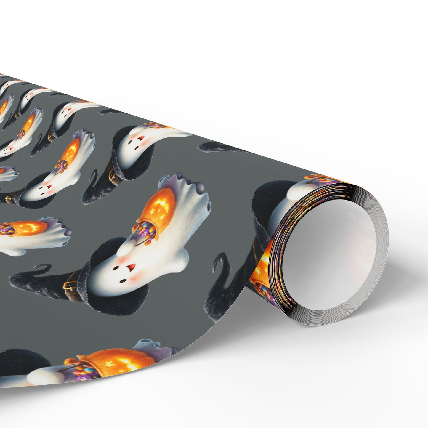 Ghostly Halloween Wrapping Paper, Spooky Gift Wrap, Treats & Trick Paper, Festive Holiday Supplies, Cute Ghost Design