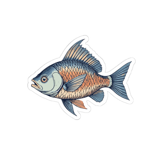 Fish Illustration Kiss-Cut Stickers, Fishing Decor, Laptop Stickers