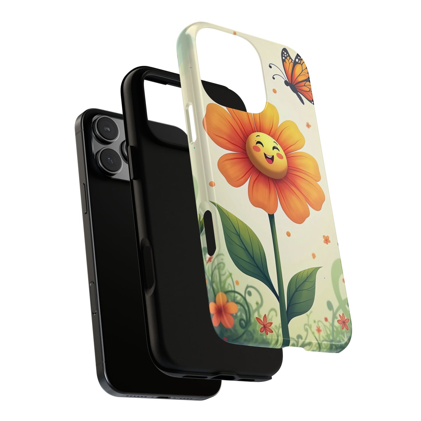 Floral Phone Case with Butterfly Design, Cute Flower Phone Cover for Nature Lovers, Eco-Friendly Gift, Spring Vibes, Birthday Present