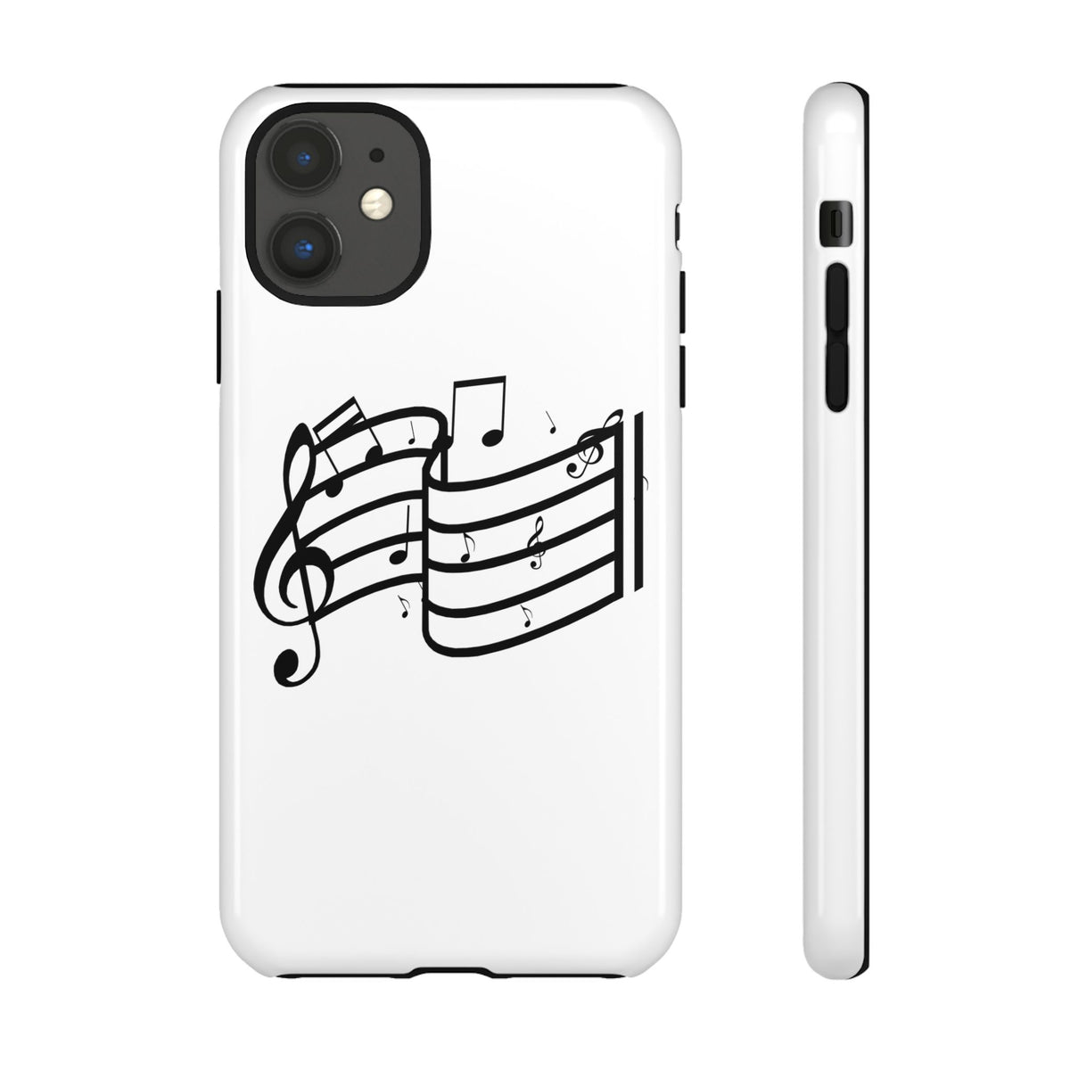 Musical Notes Phone Case — Black Treble Clef Music Staff Tough Case