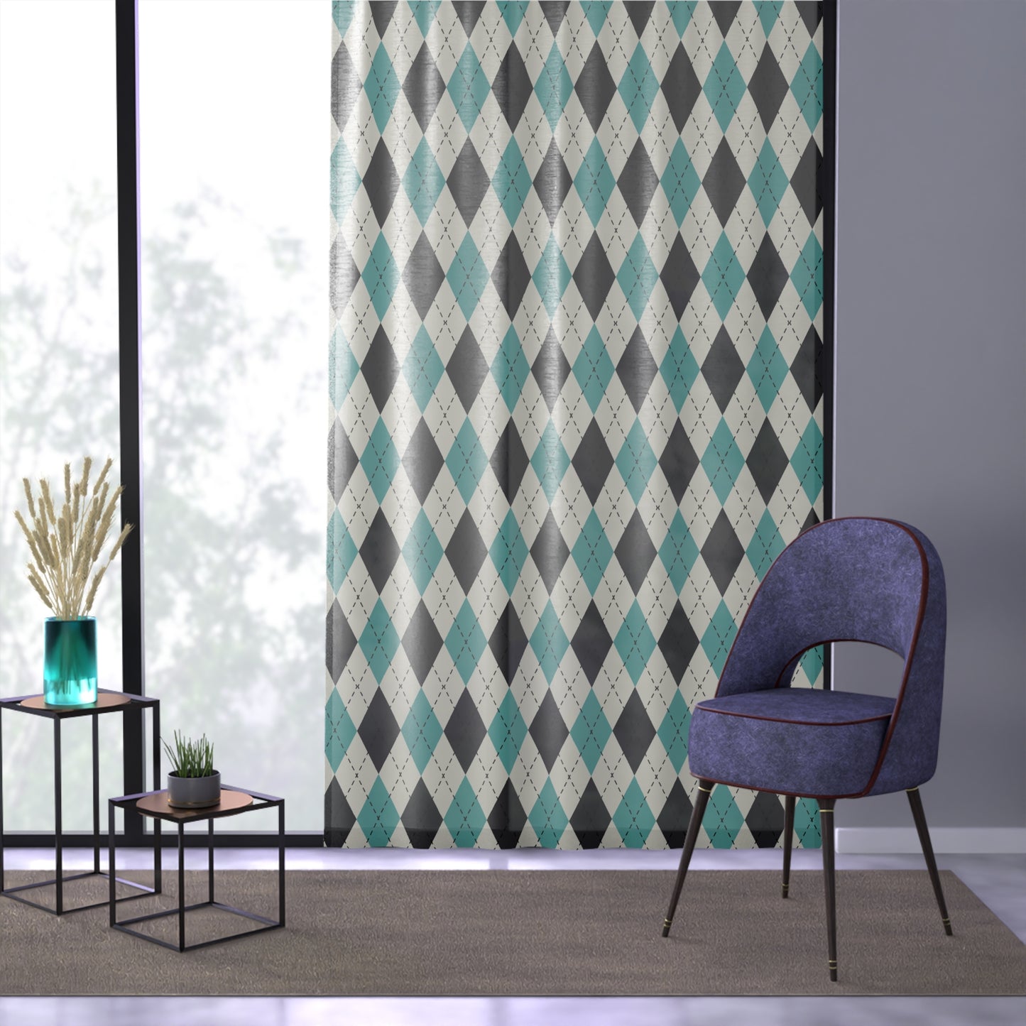 Stylish Geometric Window Curtain for Modern Décor, Home Interior, Living Room, Bedroom, Office, unique gift, home styling, event decor