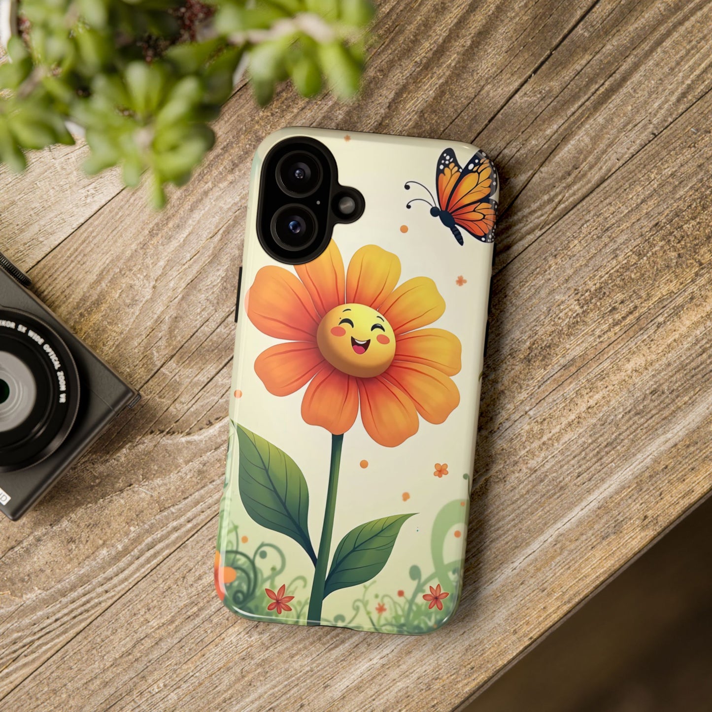Floral Phone Case with Butterfly Design, Cute Flower Phone Cover for Nature Lovers, Eco-Friendly Gift, Spring Vibes, Birthday Present
