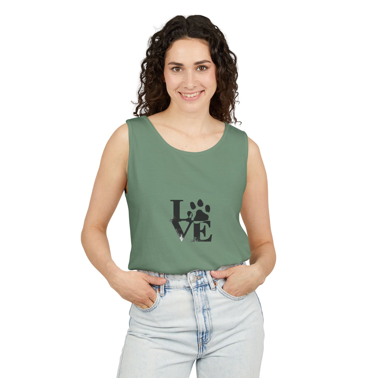 Paw Print Love Tank Top | Animal Lover Gift, Summer Tee, Pet Adoption Support, Casual Wear, Gift for Dog Mom/Dad