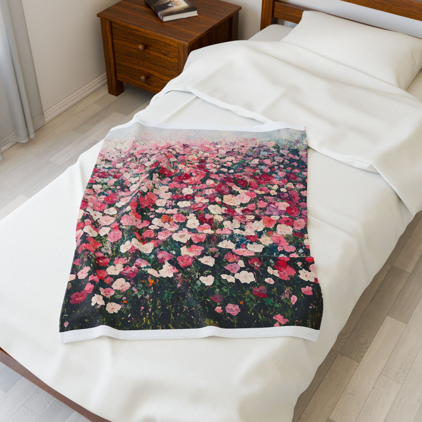 Floral Velveteen Plush Blanket, Cozy Home Decor, Gift for Her, Birthday Present, Ideal for Relaxing and Snuggling