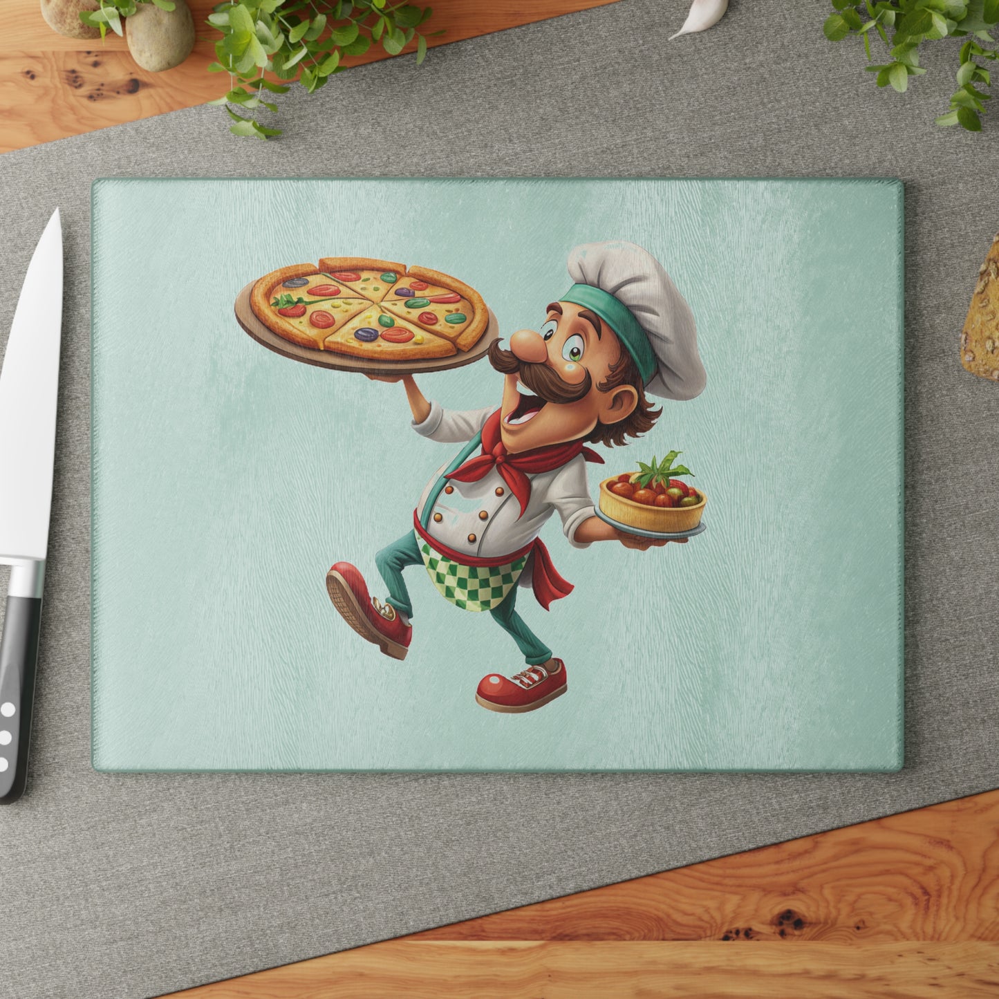 Funny Chef Glass Cutting Board - Perfect Kitchen Gift, Cooking Decor, Home Chef Essential, Present for Foodies, Unique Kitchenware
