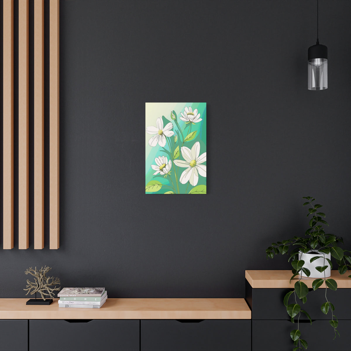 Matte Canvas, Stretched, 1.25" White Flowers