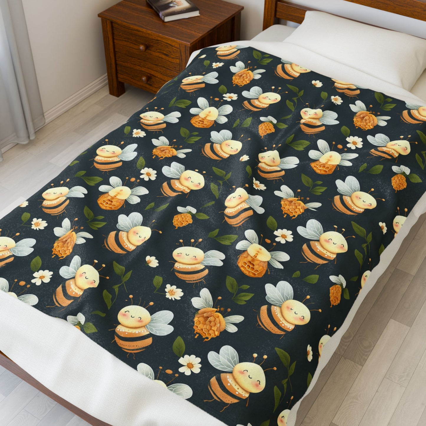 Cute Bee Plush Blanket for Cozy Nights, Bee Gifts, Nursery Decor