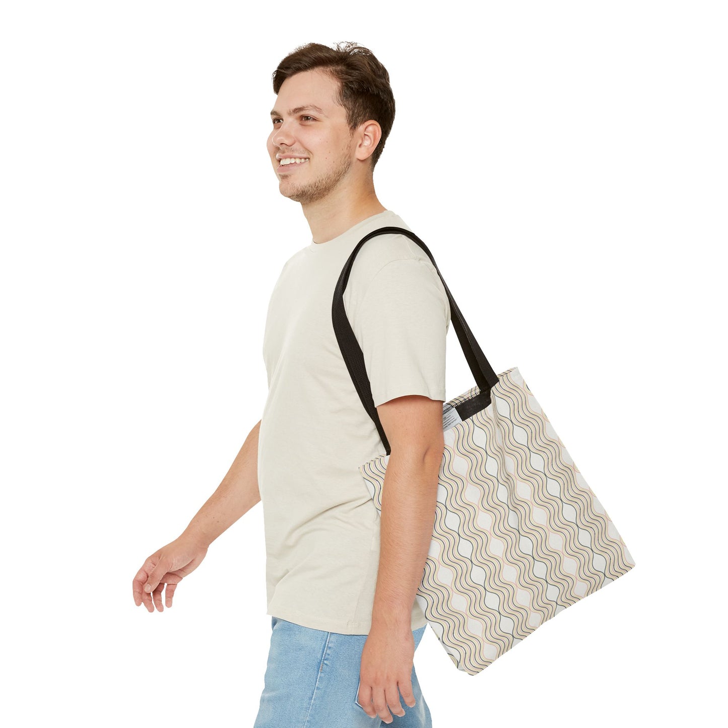 Waves Pattern Tote Bag, Boho Chic Handbag, Everyday Carry, Beach Bag, Gift for Her, Eco-Friendly Style