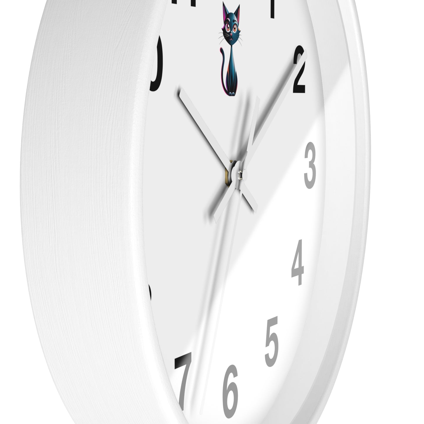 Cute Cat Wall Clock, Feline Decor, Home Office, Gift for Cat Lovers, Adorable Wall Art