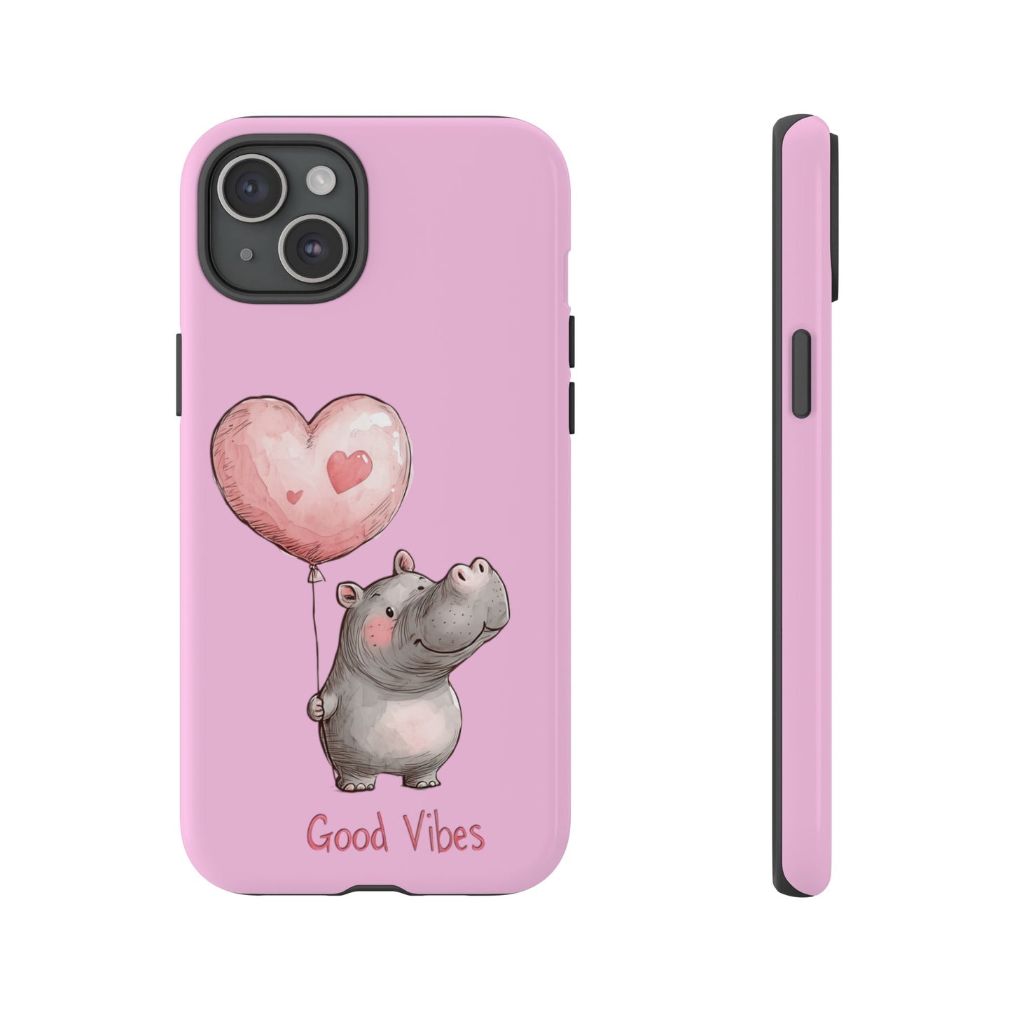 Cute Hippo Phone Case | Good Vibes, Gift for Friends, Cute Phone Accessories, Animal Lover Gift, Happy Phone Cover