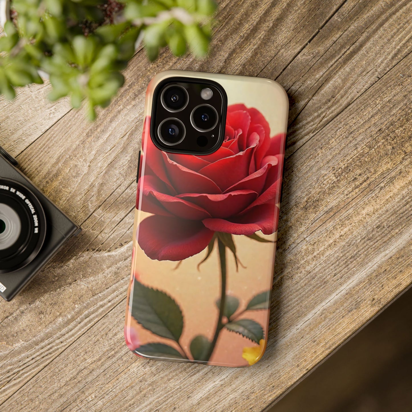Floral Phone Case with Red Rose Design, Tough Phone Cover, Flower Print, Gift for Her, Stylish Accessory, Floral Aesthetic