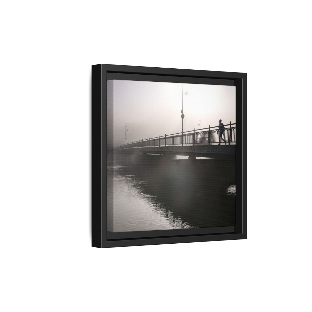 Framed Matte Canvas - Foggy Bridge Black & White Photography