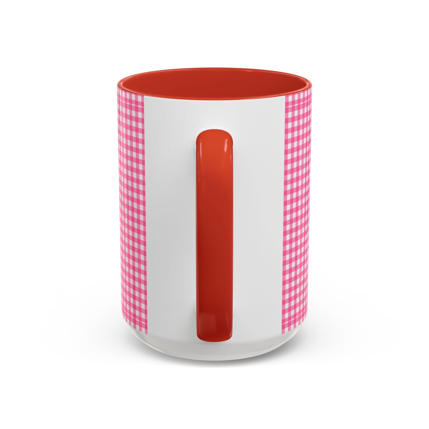 Pink Gingham Accent Coffee Mug, Cute Kitchen Decor, Gift for Coffee Lovers, Home Office Mug, Spring and Summer Vibes