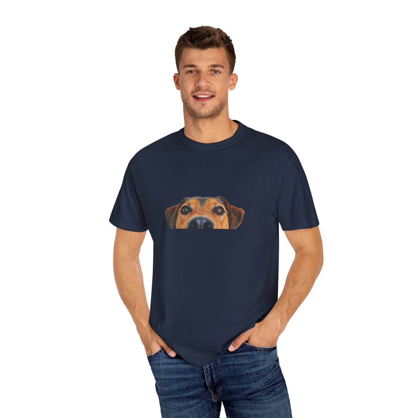 Cute Dog Face Unisex Garment-Dyed T-shirt, Pet Lover Tee, Animal Community Shirt, Birthday Gift, Casual Wear, Dog Lover's Merch