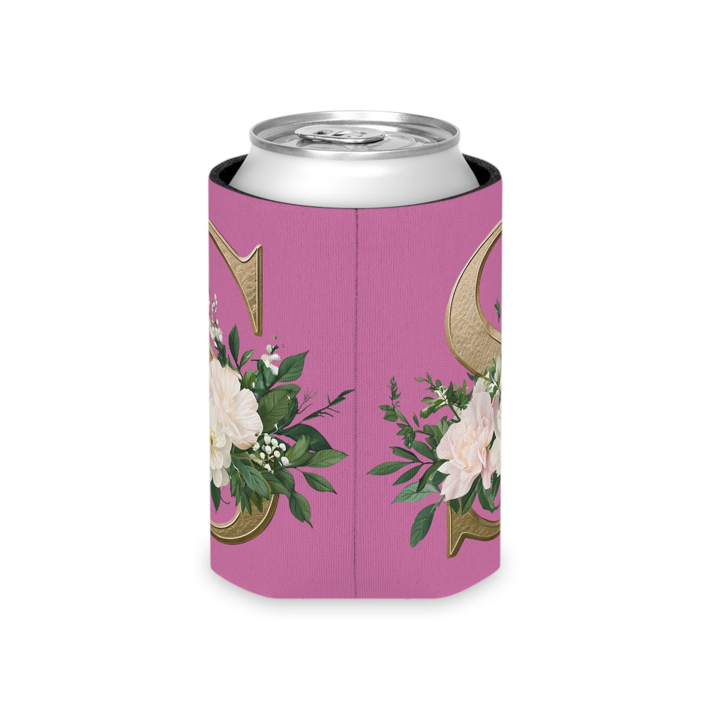 Personalized Floral Initial Can Cooler, Wedding Favors, Summer Party Drink Holder, Bridesmaid Gift, Outdoor BBQ Accessories