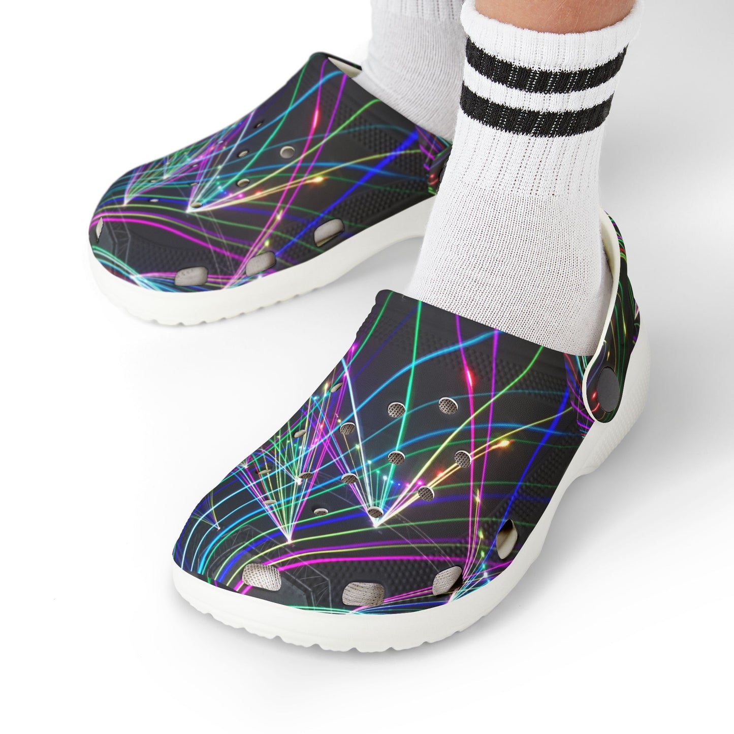 Vibrant Kid's EVA Foam Clogs, Colorful Slip-On Shoes for Fun Adventures, Neon Light Design, Ideal for Summer, Festivals, and Everyday Play