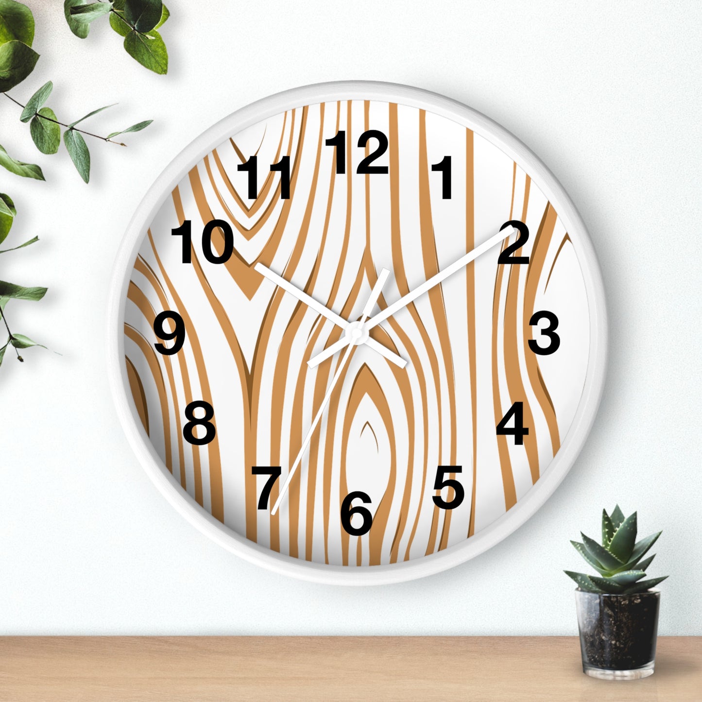 Rustic Wood Grain Wall Clock, Home Decor Clock, Modern Timepiece, Gift for Her, Unique Wall Art, Kitchen Clock, Natural Style Decoration