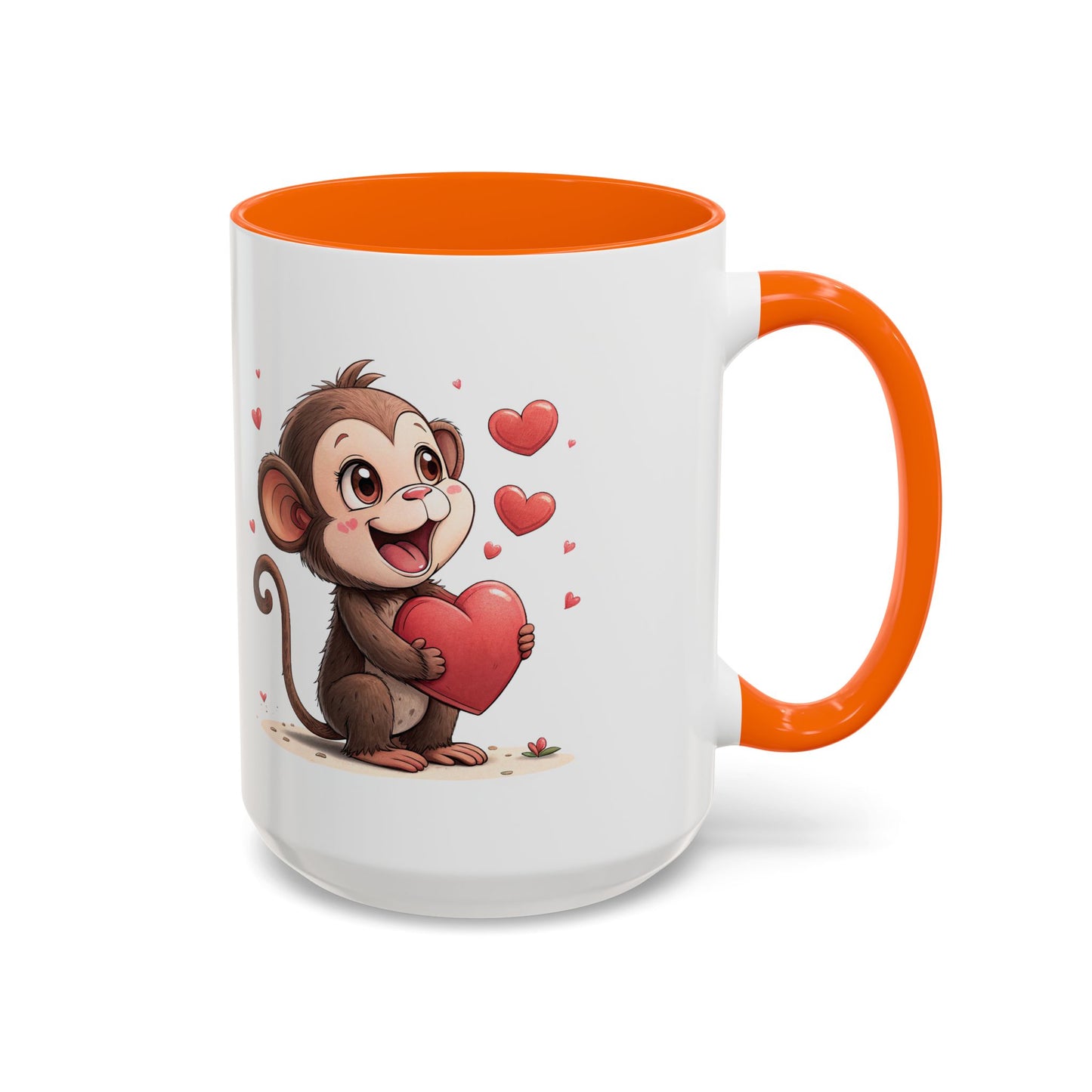 Cute Monkey Love Coffee Mug, Valentine's Gift, Animal Lover's Mug, Heartfelt Coffee Cup, Fun Kitchen Decor