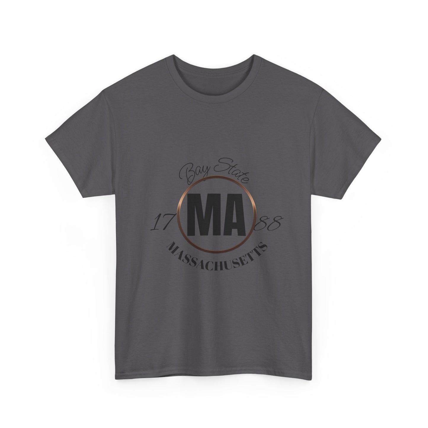Unisex Heavy Cotton Tee with Massachusetts Design, Casual Wear, Gift for Him/Her, Travel Souvenir, Vintage Style