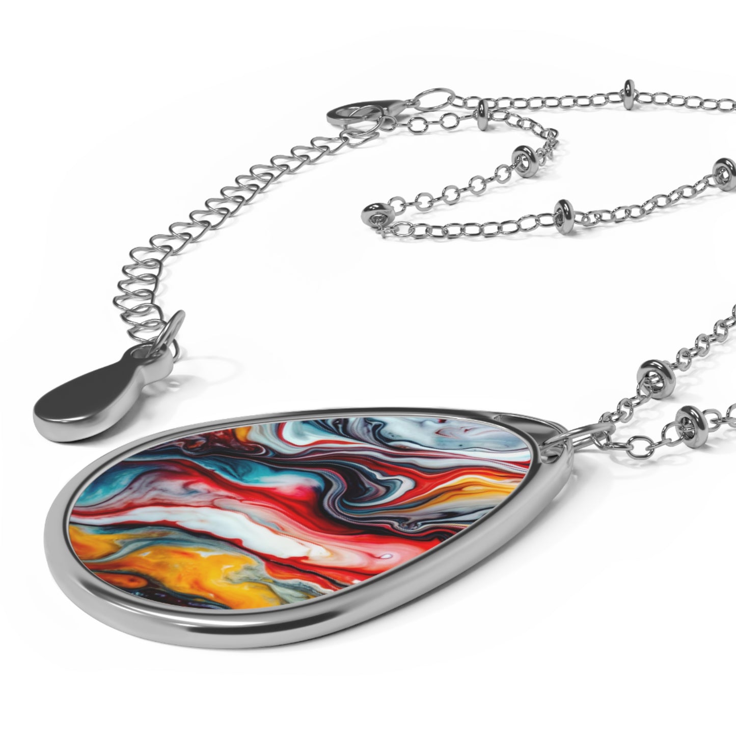 Colorful Oval Necklace, Bohemian Jewelry, Unique Gift for Her
