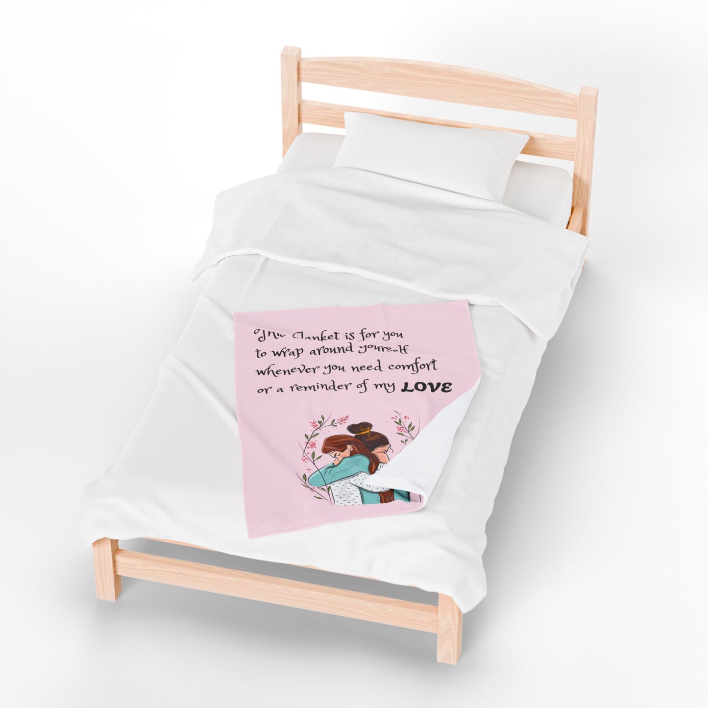 Velveteen Plush Blanket – "This blanket is for you to wrap around yourself" Comfort Throw (Hug Illustration)